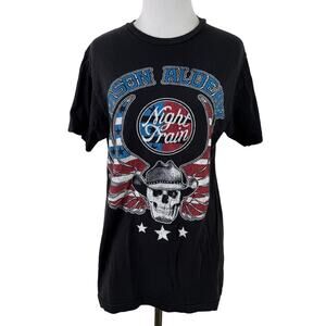 Jason Aldean Women's Night Train Patriotic Skull Graphic T-Shirt
